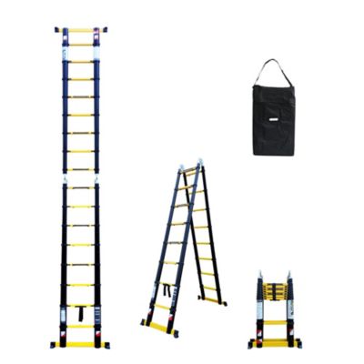Escabeau-échelle télescopique Woerther 5m60/2m80 avec double barres stabilisatrices + Housse