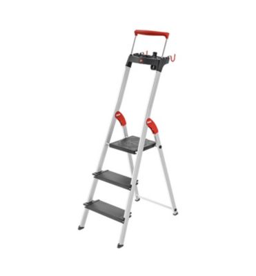 Escabeau de sécurité pliable en aluminium 3 marches larges Hailo L100