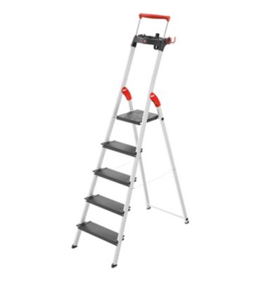 Escabeau de sécurité pliable en aluminium 5 marches larges Hailo L100