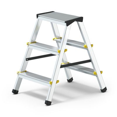 Escabeau Double Pliable En Aluminium à Marches Antidérapantes 3 Marches