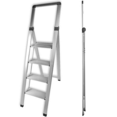 Escabeau marchepied aluminium pro Slim 4 marches, hauteur travail 2,51 m, 150 kg, pliable, NF EN 14183