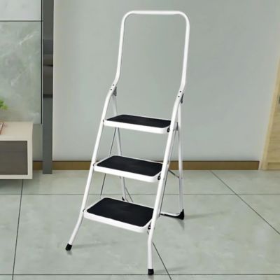 Escabeau Pliable 3 Marches HYTAMA – Blanc Laqué – Charge 150kg