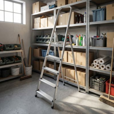 Escabeau pliable en aluminium 5 marches – Hauteur de travail 2,73 m