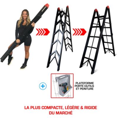 Escabeau pliant 1m80 5 marches + Plateforme  Woerther porte-outils et peinture, Escabeau 5 marches, Echelle pliant