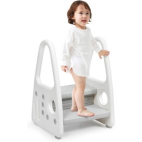 Escabeau pour Enfant Marchepieds d Enfant avec Accoudoirs Tabouret Enfant avec 2 Marches Antiderapant pour Apprentissage