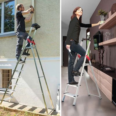 Escabeau pro 8 marches - Hauteur max. de travail 3.72m - Grandes marches XXL - 8818-001