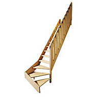 Escalier 1/4 tournant droit bois l.80 cm 13 marches chêne rampe à balustres plates