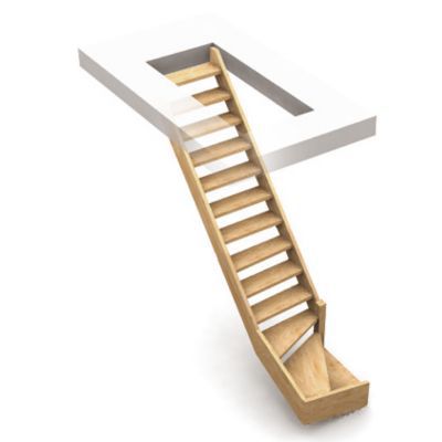 Escalier 1/4 tournant droit bois Normandie l.80 cm 13 marches sapin