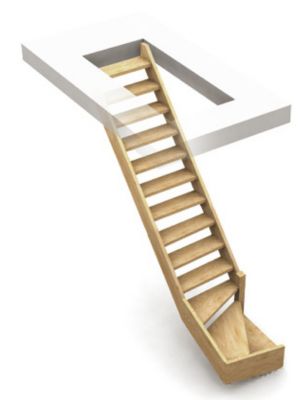 Escalier 1/4 tournant droit bois Normandie l.80 cm 13 marches sapin
