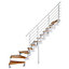 Escalier 1/4 tournant droit métal et bois Tempo white l.80 cm 12 marches chêne/blanc