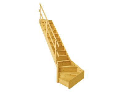 Escalier 1 4 Tournant Gauche Bois Normandie L 80 Cm 13 Marches Sapin Castorama