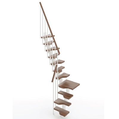 Escalier 1 quart tournant 11 marches - Hauteur à franchir de 2.41 à 2.85m - Largeur 61cm - Couleur noyer et gris -