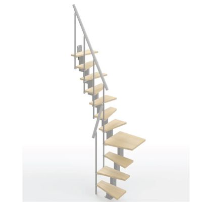 Escalier 1 quart tournant 12 marches - Hauteur à franchir de 2.60 à 3.08m - Largeur 60cm - Couleur bois et blanc -