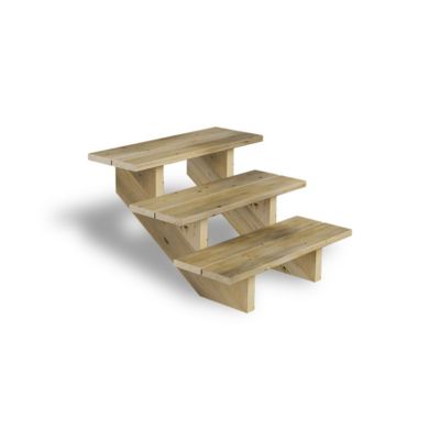 Escalier Bois Exterieur - 3 Marches - Largeur : 80 cm - Marches découpables - Sans Contremarches - Pin du Nord