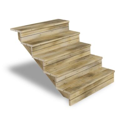Escalier Bois Exterieur - 5 Marches Pleines - Largeur : 1m20 - Hauteur ...