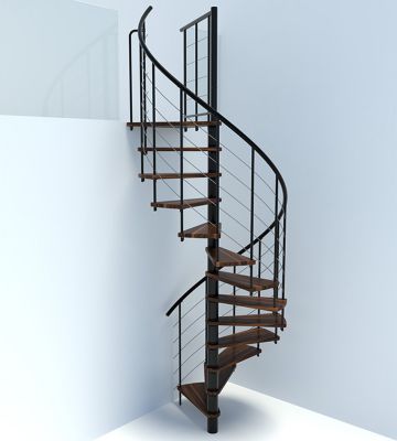 Escalier colimaçon 11 marches - Diamètre 140cm - Hauteur à franchir 2.15 à 2.59m - Noir et Noyer - VENE140-SNMNOY-11