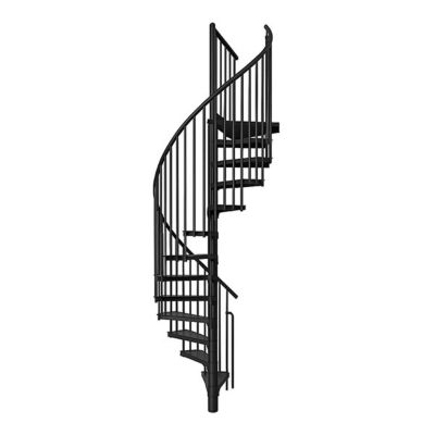 Escalier colimaçon métal 13 marches - Hauteur à franchir 2.47 à 3.05m - Diamètre 120cm - Structure noire et marche noir -