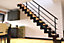 Escalier crémaillière droit Costa rampe acier marche hêtre l. 2.75 m