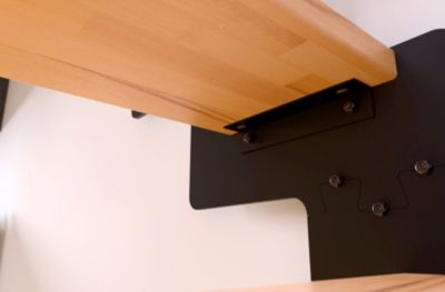 Escalier crémaillière droit Costa rampe acier marche hêtre l. 2.75 m