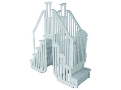 Escalier double pour piscine avec porte et plateforme