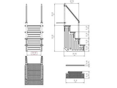 Escalier double pour piscine avec porte et plateforme