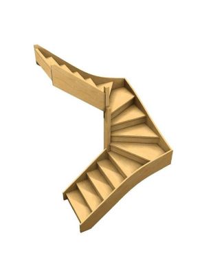 Escalier Double Quart Tournant Albula   Tournant Gauche Avec Contremarches Sapin  H Sol Sol 288 Cm