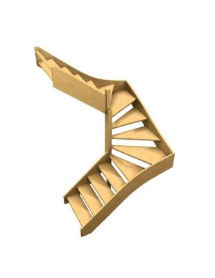 Escalier Double Quart Tournant Albula   Tournant Gauche Sans Contremarche Sapin  H Sol Sol 288 Cm