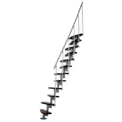 Escalier droit 11 marches - Hauteur à franchir 2.06 à 2.70m- Largeur 65cm - Structure grise et marche noyer - NIZZA60/I/SGMNO-11
