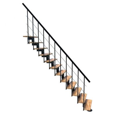 Escalier droit 11 marches - Hauteur à franchir 2.41 à 2.88m - Noir et bois - COMFO80/I/NB-11