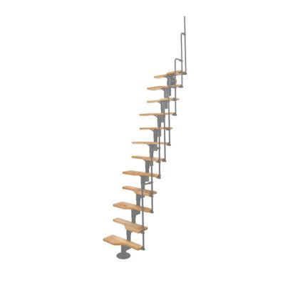 Escalier droit 12 marches - Hauteur à franchir 2.23 à 2.93m - Gris et hêtre - TWISTER60-I-GH-12