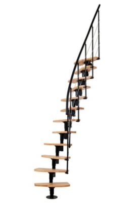 Escalier droit 12 marches - Hauteur à franchir 2.23 à 2.94m - Largeur 65cm - Structure noire et marche hêtre - NIZZA60/I/NH-12