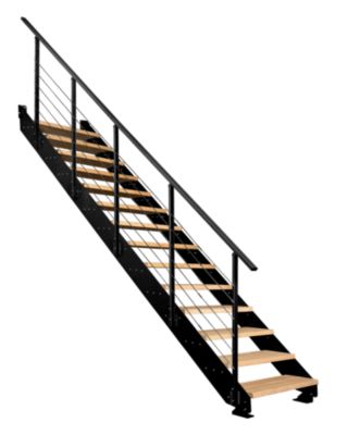 Escalier droit Atrium Prosto Loft 14 marches hêtre naturel, RAL 9005