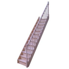 Escalier droit bois 13 marches hêtre rampe à balustres tournés