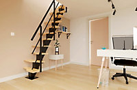 Escalier droit Dona rampe aluminium marche en bois l. 2.83 m