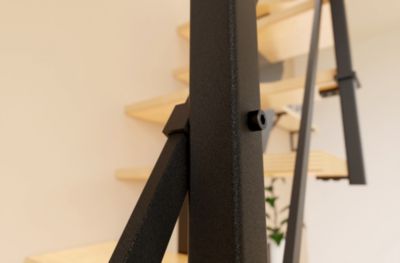 Escalier droit Dona rampe aluminium marche en bois l. 2.83 m