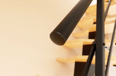 Escalier droit Dona rampe aluminium marche en bois l. 2.83 m