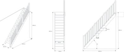 Escalier droit FORTIA bois 13 marches Rapallo