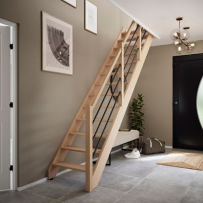 Escalier droit FORTIA bois 13 marches Siderno | Castorama