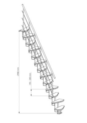 Escalier droit gain de place FORTIA hêtre et acier noir 13 marches Cerros