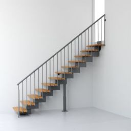 Escalier droit métal et bois Magia 90 l.70 cm 11 marches gris fonte/clair