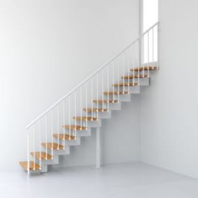 Escalier droit métal et bois Magia 90 l.90 cm 12 marches blanc/clair