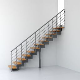 Escalier droit métal et bois Magia 90Xtra l.70 cm 10 marches gris fonte/clair