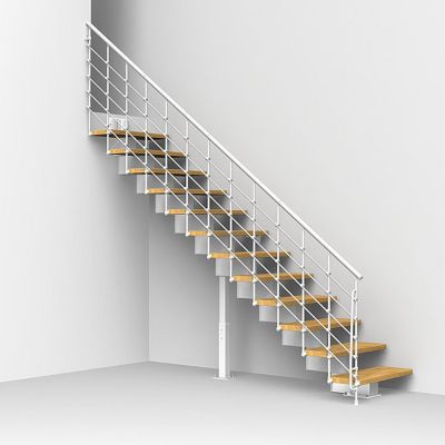 Escalier Droit Metal Et Bois Magia 90xtra L 80 Cm 12 Marches Blanc Chene Castorama