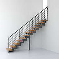 Escalier droit métal et bois Magia 90Xtra l.90 cm 14 marches gris fonte/clair
