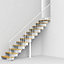 Escalier droit métal et bois Magia 90 l.70 cm 12 marches blanc/chêne