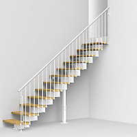 Escalier droit métal et bois Magia 90 l.90 cm 12 marches blanc/chêne