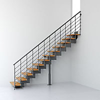 Escalier droit métal et bois Magia 90Xtra l.90 cm 11 marches gris fonte/clair