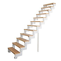 Escalier droit métal et bois Tempo white l.80 cm 12 marches chêne/blanc