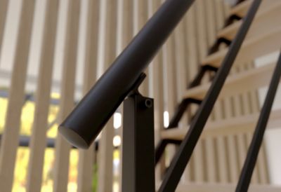 Escalier droit Valencia noir en hêtre 12 marches