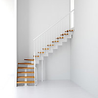 Escalier en L métal et bois Magia 90 l.70 cm 14 marches blanc/clair